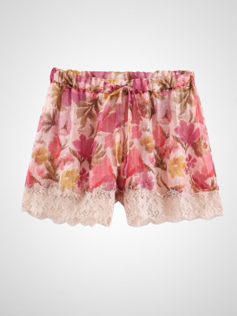 Floral Bohemian Ladies' Mid Waist Shorts In Polyester With Lace Detail Sz L - Picture 10 of 12